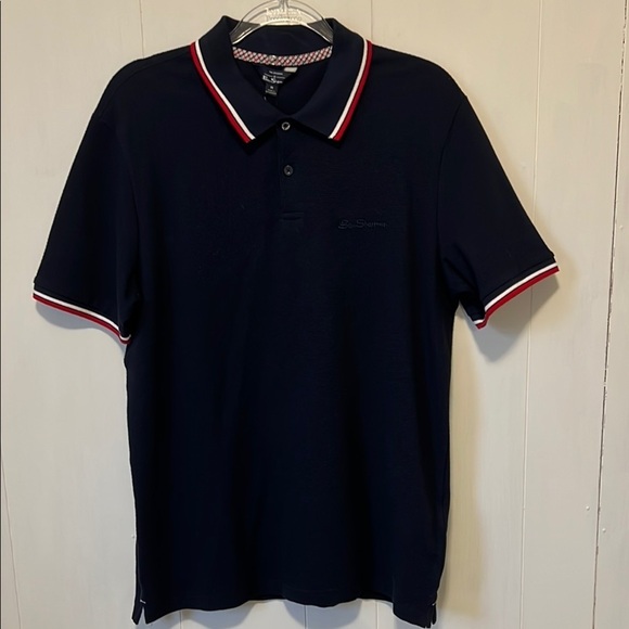 BNWT Ben Sherman Navy Polo Shirt with Red and White Accents Size Medium - Picture 1 of 8